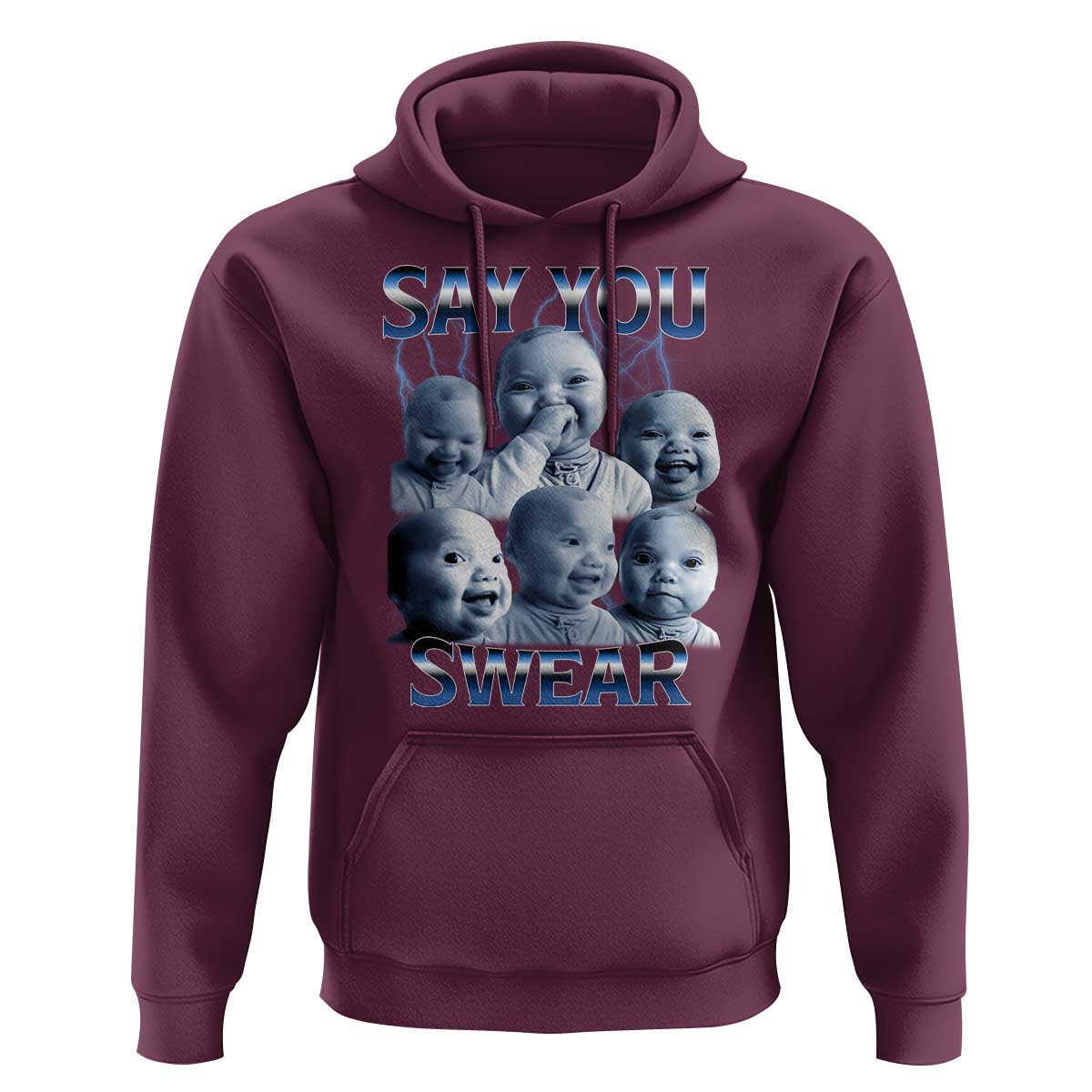 Funny Tuff Baby Meme Hoodie Say You Swear Viral AI Niche Baby Holding Back Laugh - Wonder Print Shop