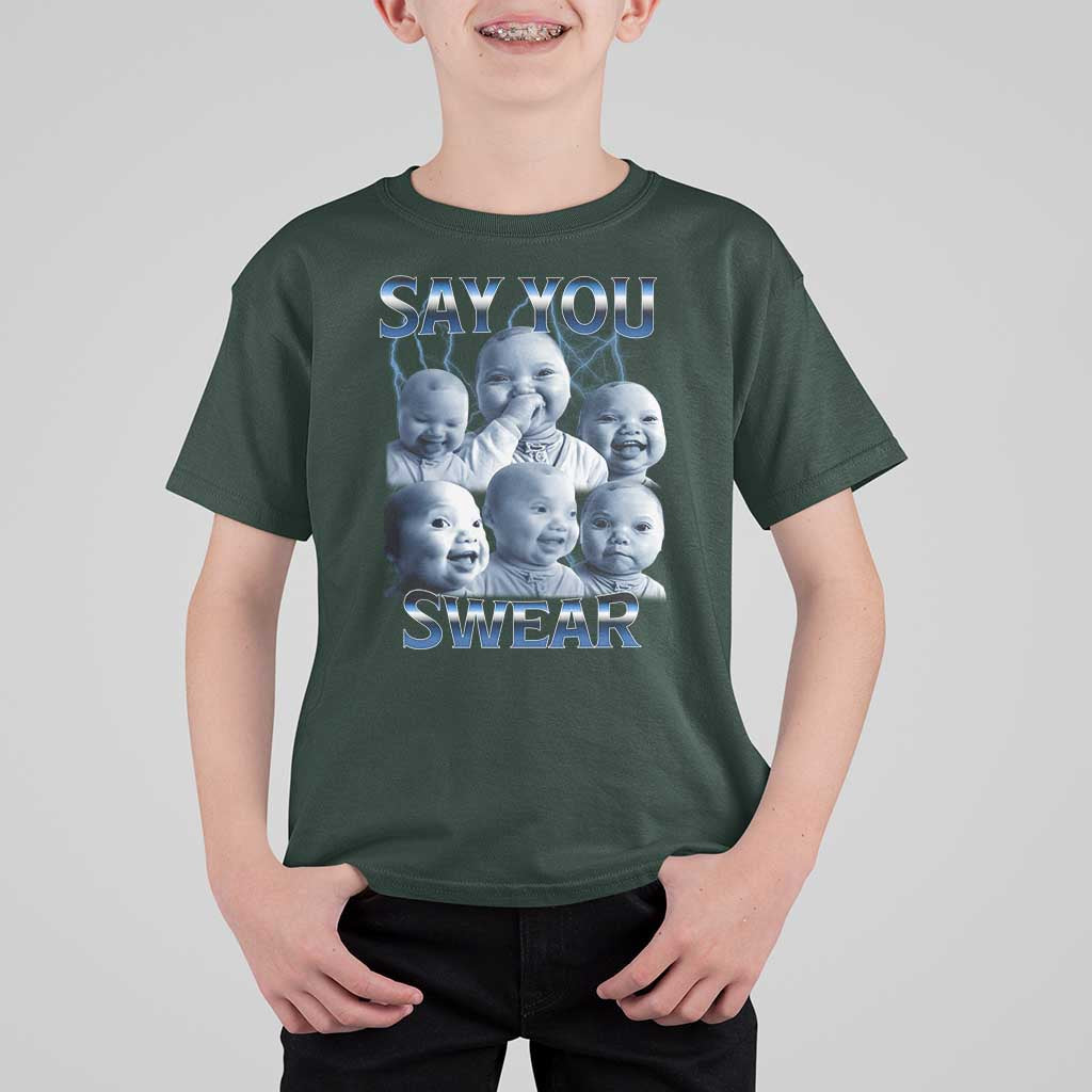 Funny Tuff Baby Meme T Shirt For Kid Say You Swear Viral AI Niche Baby Holding Back Laugh - Wonder Print Shop