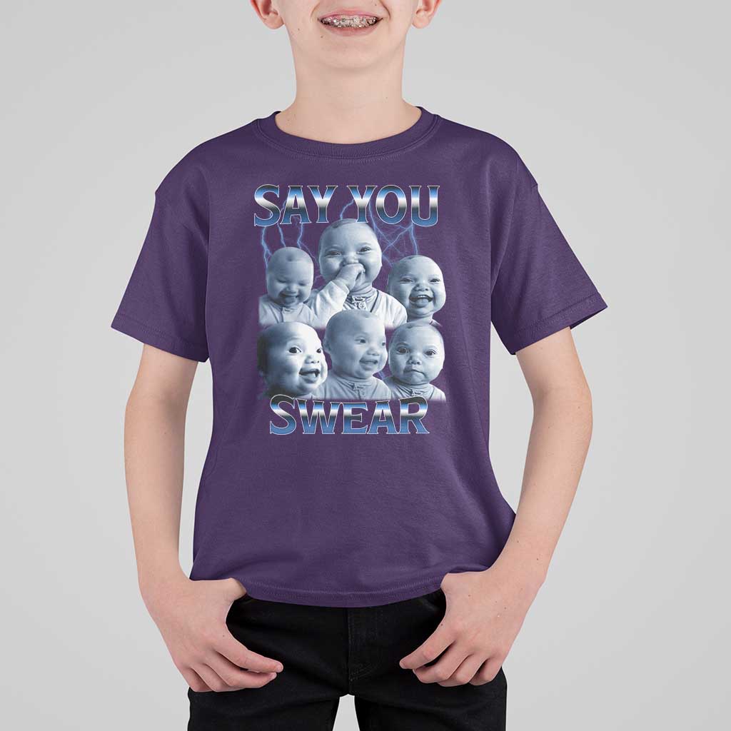 Funny Tuff Baby Meme T Shirt For Kid Say You Swear Viral AI Niche Baby Holding Back Laugh - Wonder Print Shop