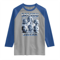 Funny Tuff Baby Meme Raglan Shirt Say You Swear Viral AI Niche Baby Holding Back Laugh - Wonder Print Shop