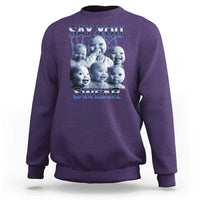 Funny Tuff Baby Meme Sweatshirt Say You Swear Viral AI Niche Baby Holding Back Laugh - Wonder Print Shop