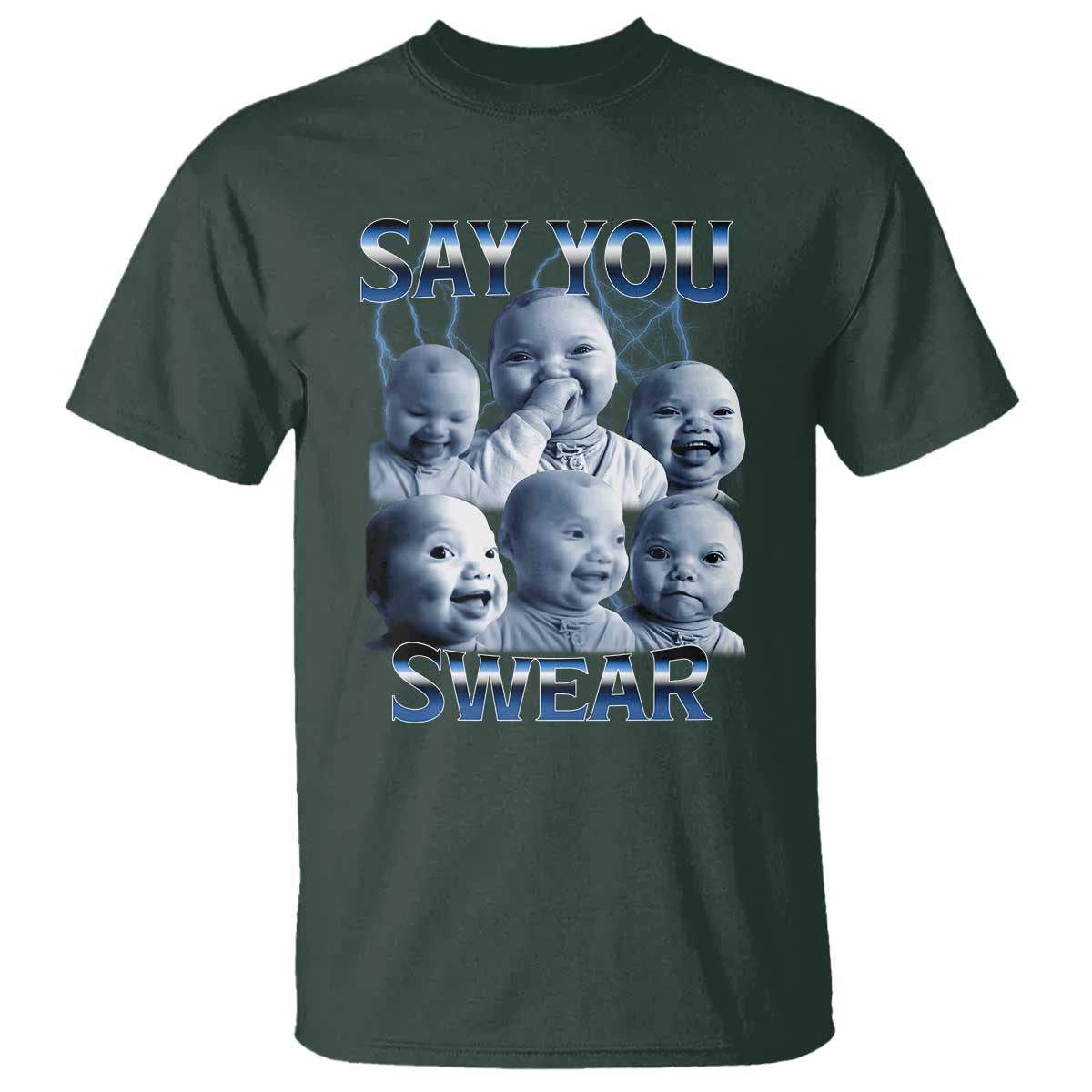Funny Tuff Baby Meme T Shirt Say You Swear Viral AI Niche Baby Holding Back Laugh - Wonder Print Shop