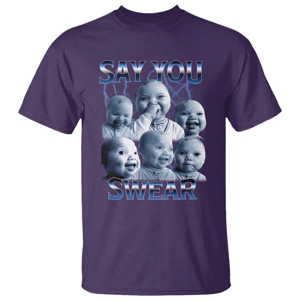 Funny Tuff Baby Meme T Shirt Say You Swear Viral AI Niche Baby Holding Back Laugh - Wonder Print Shop