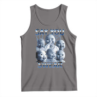 Funny Tuff Baby Meme Tank Top Say You Swear Viral AI Niche Baby Holding Back Laugh - Wonder Print Shop