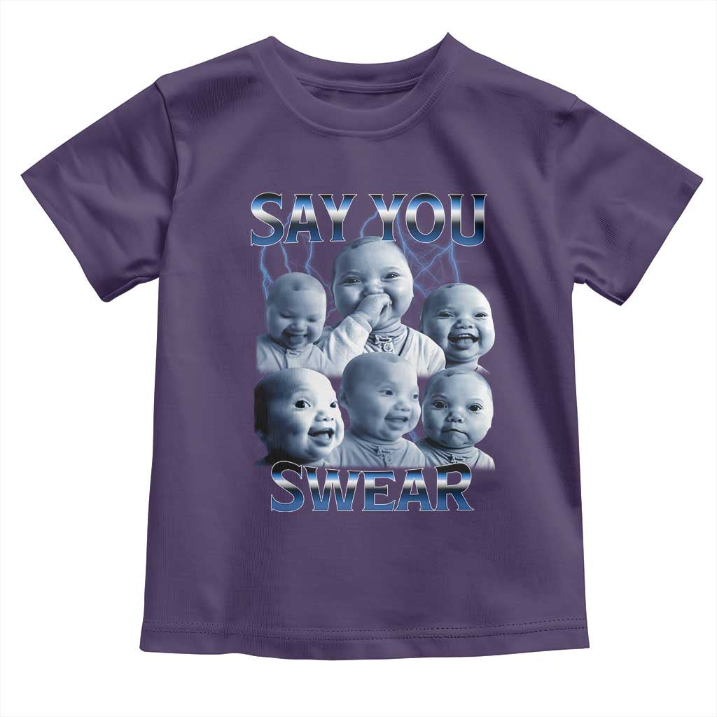 Funny Tuff Baby Meme Toddler T Shirt Say You Swear Viral AI Niche Baby Holding Back Laugh - Wonder Print Shop