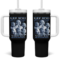 Funny Tuff Baby Meme Tumbler With Handle Say You Swear Viral AI Niche Baby Holding Back Laugh - Wonder Print Shop