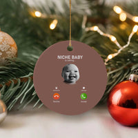 Funny Tuff Baby Meme Ceramic Ornament Tell ‘Em Son AI Niche Baby Motion Holding Laugh - Wonder Print Shop