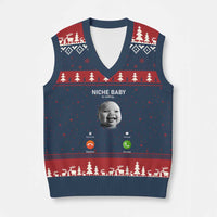 Funny Tuff Baby Meme V-Neck Knit Sweater Vest Tell ‘Em Son AI Niche Baby Motion Holding Laugh - Wonder Print Shop