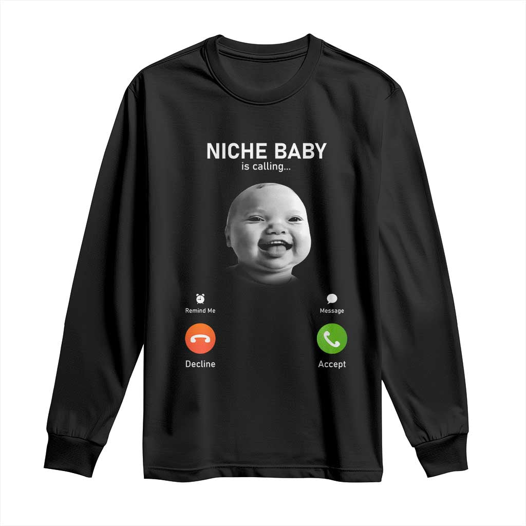 Funny Tuff Baby Meme Long Sleeve Shirt Tell ‘Em Son AI Niche Baby Motion Holding Laugh - Wonder Print Shop
