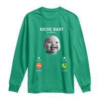 Funny Tuff Baby Meme Long Sleeve Shirt Tell ‘Em Son AI Niche Baby Motion Holding Laugh - Wonder Print Shop