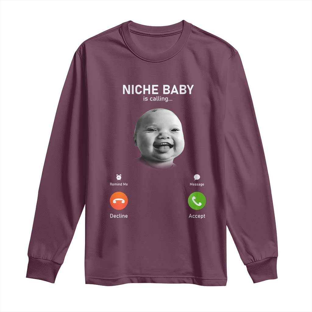 Funny Tuff Baby Meme Long Sleeve Shirt Tell ‘Em Son AI Niche Baby Motion Holding Laugh - Wonder Print Shop