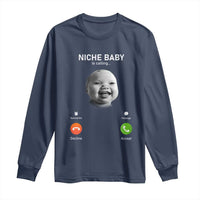 Funny Tuff Baby Meme Long Sleeve Shirt Tell ‘Em Son AI Niche Baby Motion Holding Laugh - Wonder Print Shop