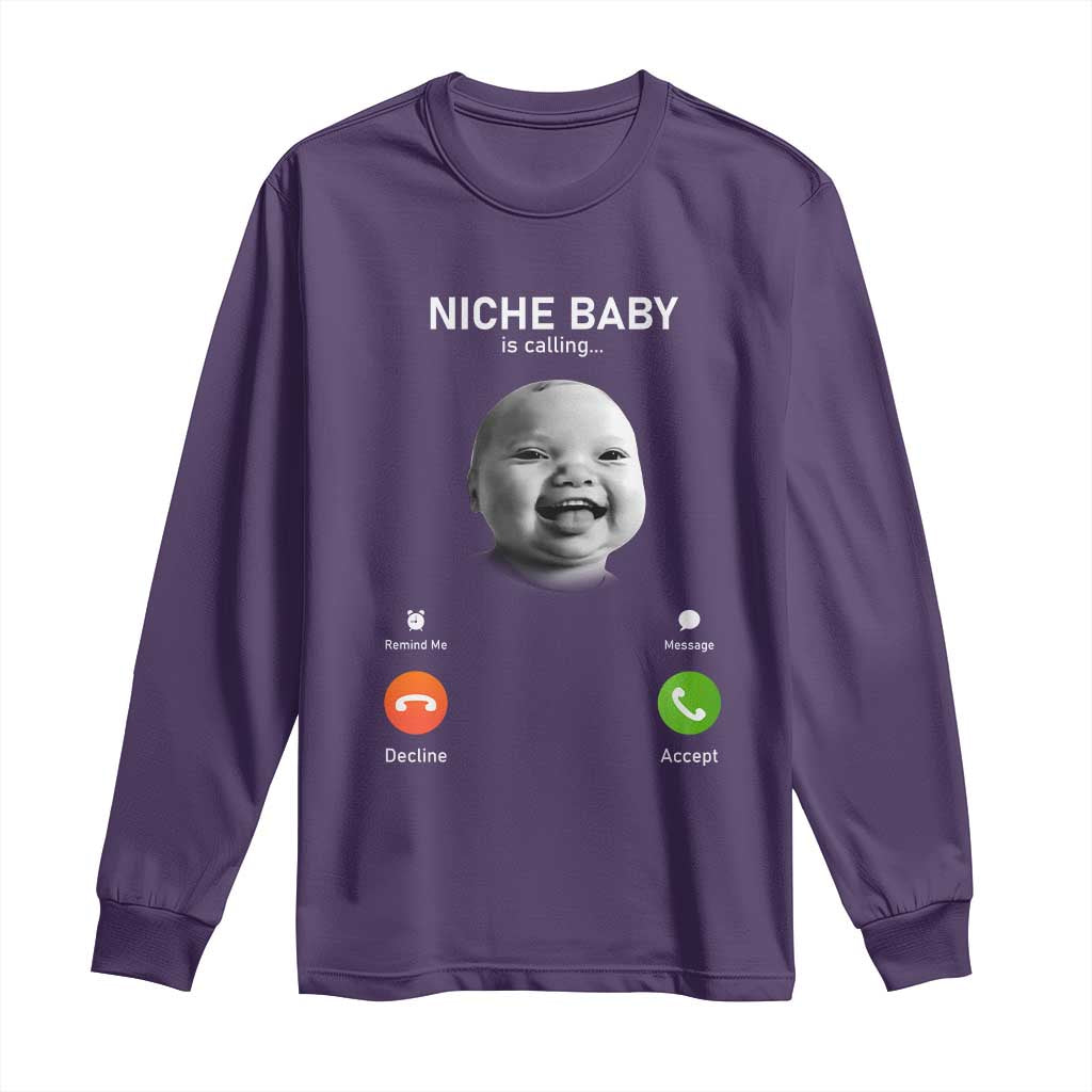 Funny Tuff Baby Meme Long Sleeve Shirt Tell ‘Em Son AI Niche Baby Motion Holding Laugh - Wonder Print Shop