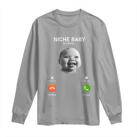 Funny Tuff Baby Meme Long Sleeve Shirt Tell ‘Em Son AI Niche Baby Motion Holding Laugh - Wonder Print Shop