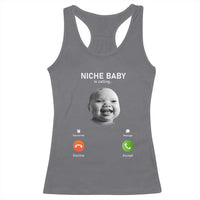 Funny Tuff Baby Meme Racerback Tank Top Tell ‘Em Son AI Niche Baby Motion Holding Laugh - Wonder Print Shop