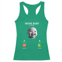Funny Tuff Baby Meme Racerback Tank Top Tell ‘Em Son AI Niche Baby Motion Holding Laugh - Wonder Print Shop