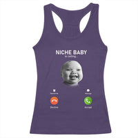 Funny Tuff Baby Meme Racerback Tank Top Tell ‘Em Son AI Niche Baby Motion Holding Laugh - Wonder Print Shop