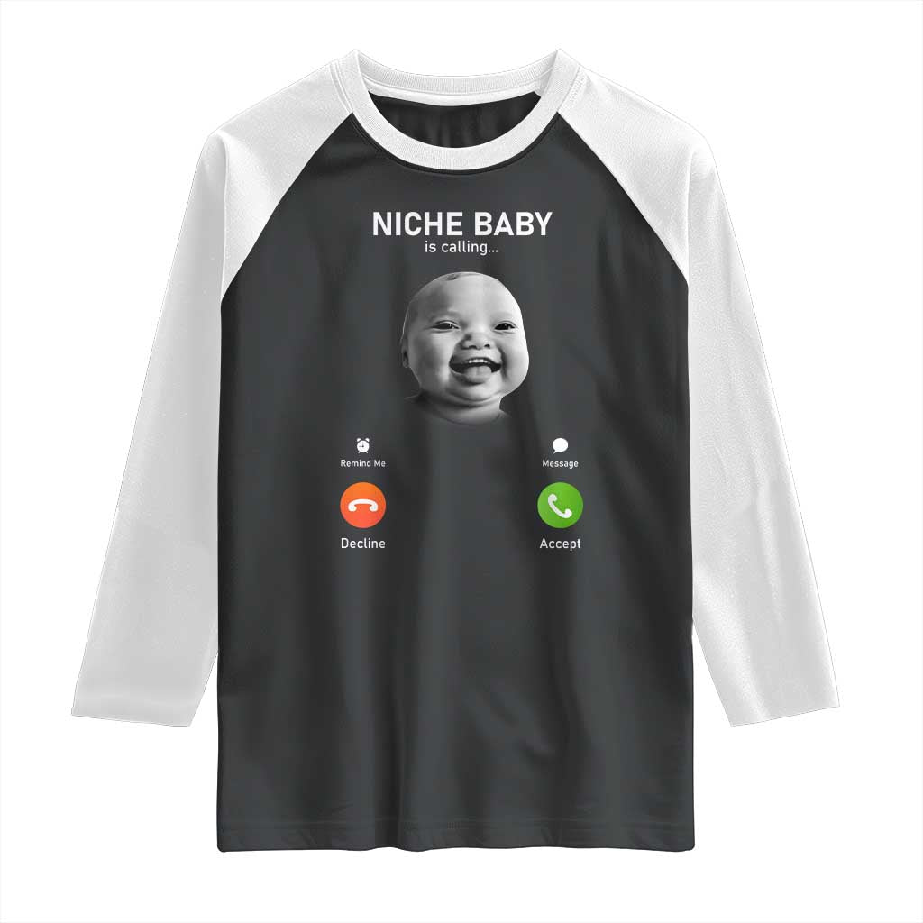 Funny Tuff Baby Meme Raglan Shirt Tell ‘Em Son AI Niche Baby Motion Holding Laugh - Wonder Print Shop