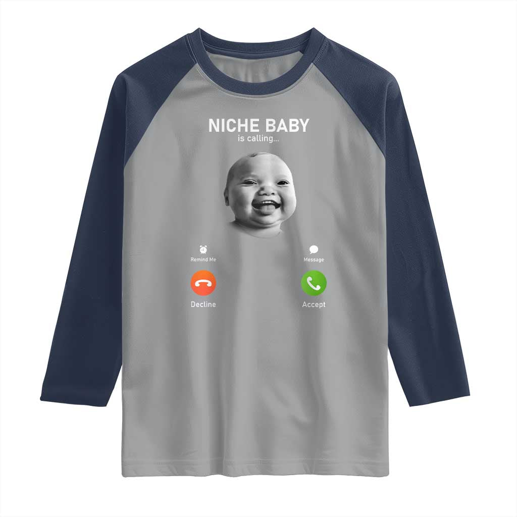 Funny Tuff Baby Meme Raglan Shirt Tell ‘Em Son AI Niche Baby Motion Holding Laugh - Wonder Print Shop