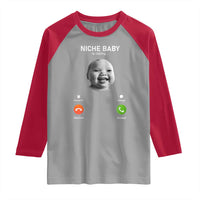 Funny Tuff Baby Meme Raglan Shirt Tell ‘Em Son AI Niche Baby Motion Holding Laugh - Wonder Print Shop