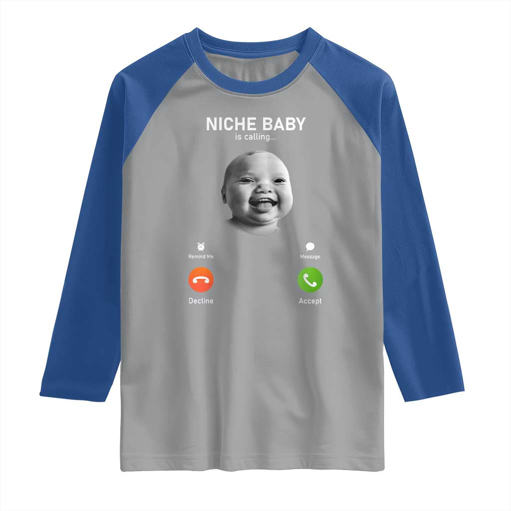 Funny Tuff Baby Meme Raglan Shirt Tell ‘Em Son AI Niche Baby Motion Holding Laugh - Wonder Print Shop