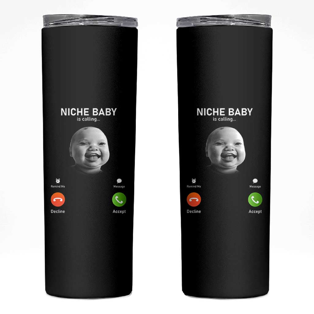 Funny Tuff Baby Meme Skinny Tumbler Tell ‘Em Son AI Niche Baby Motion Holding Laugh - Wonder Print Shop
