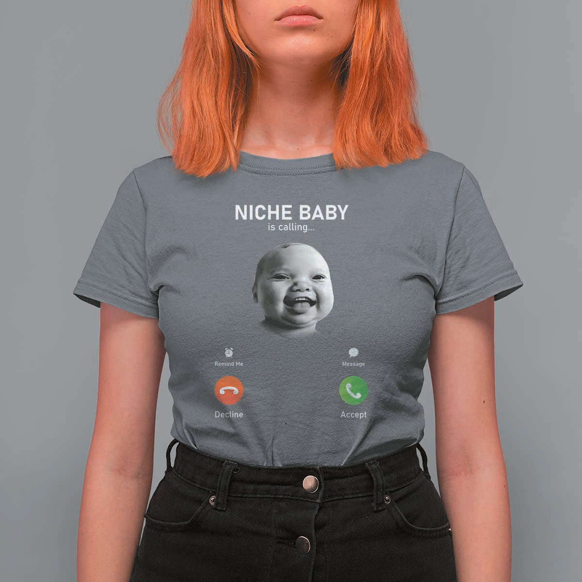 Funny Tuff Baby Meme T Shirt For Women Tell ‘Em Son AI Niche Baby Motion Holding Laugh - Wonder Print Shop