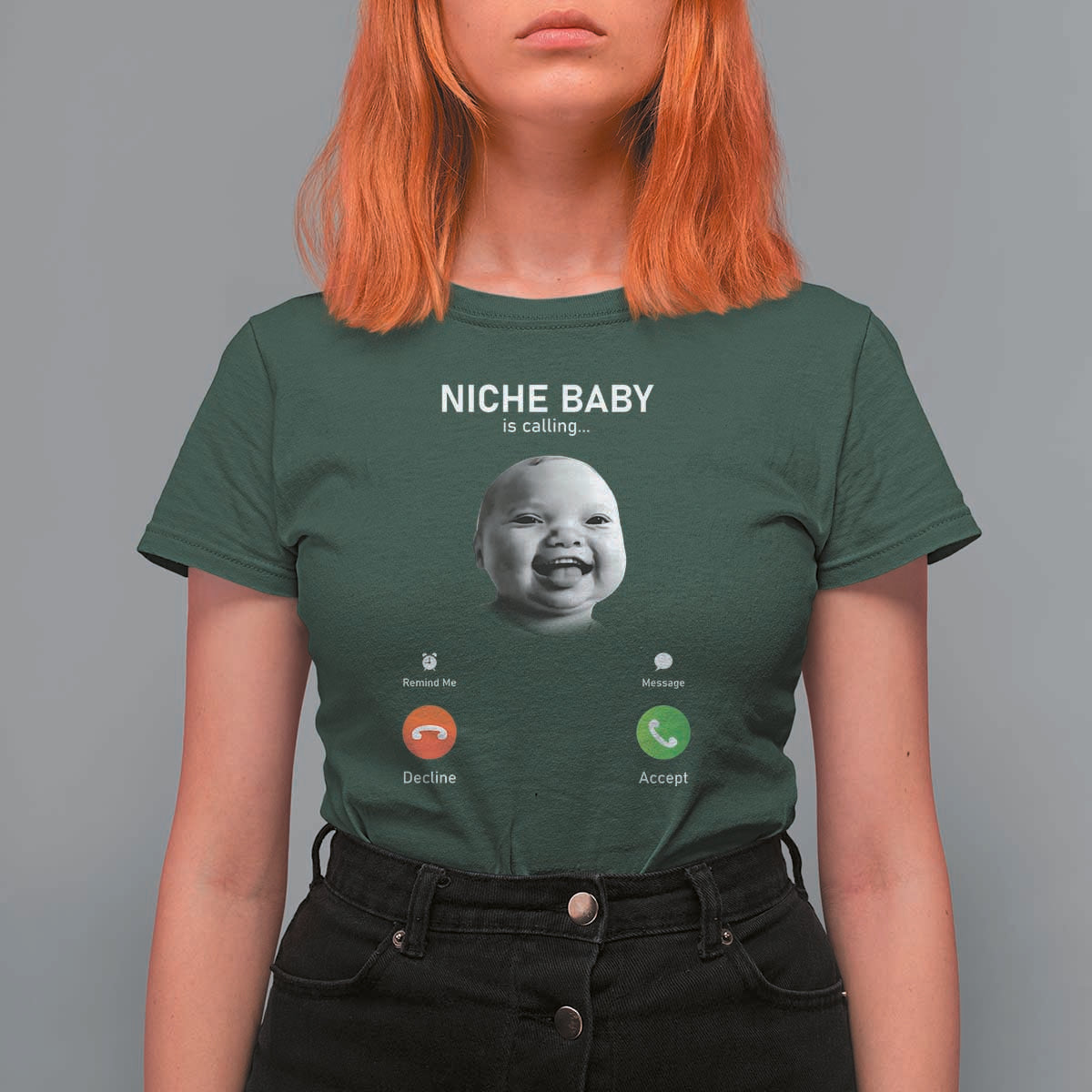 Funny Tuff Baby Meme T Shirt For Women Tell ‘Em Son AI Niche Baby Motion Holding Laugh - Wonder Print Shop