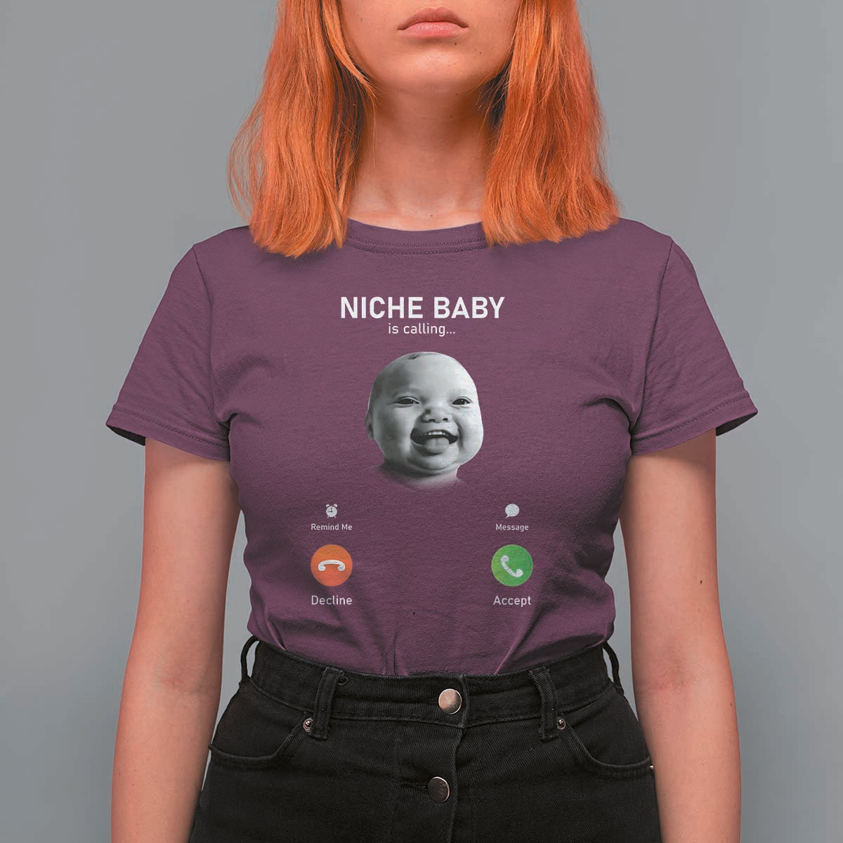Funny Tuff Baby Meme T Shirt For Women Tell ‘Em Son AI Niche Baby Motion Holding Laugh - Wonder Print Shop