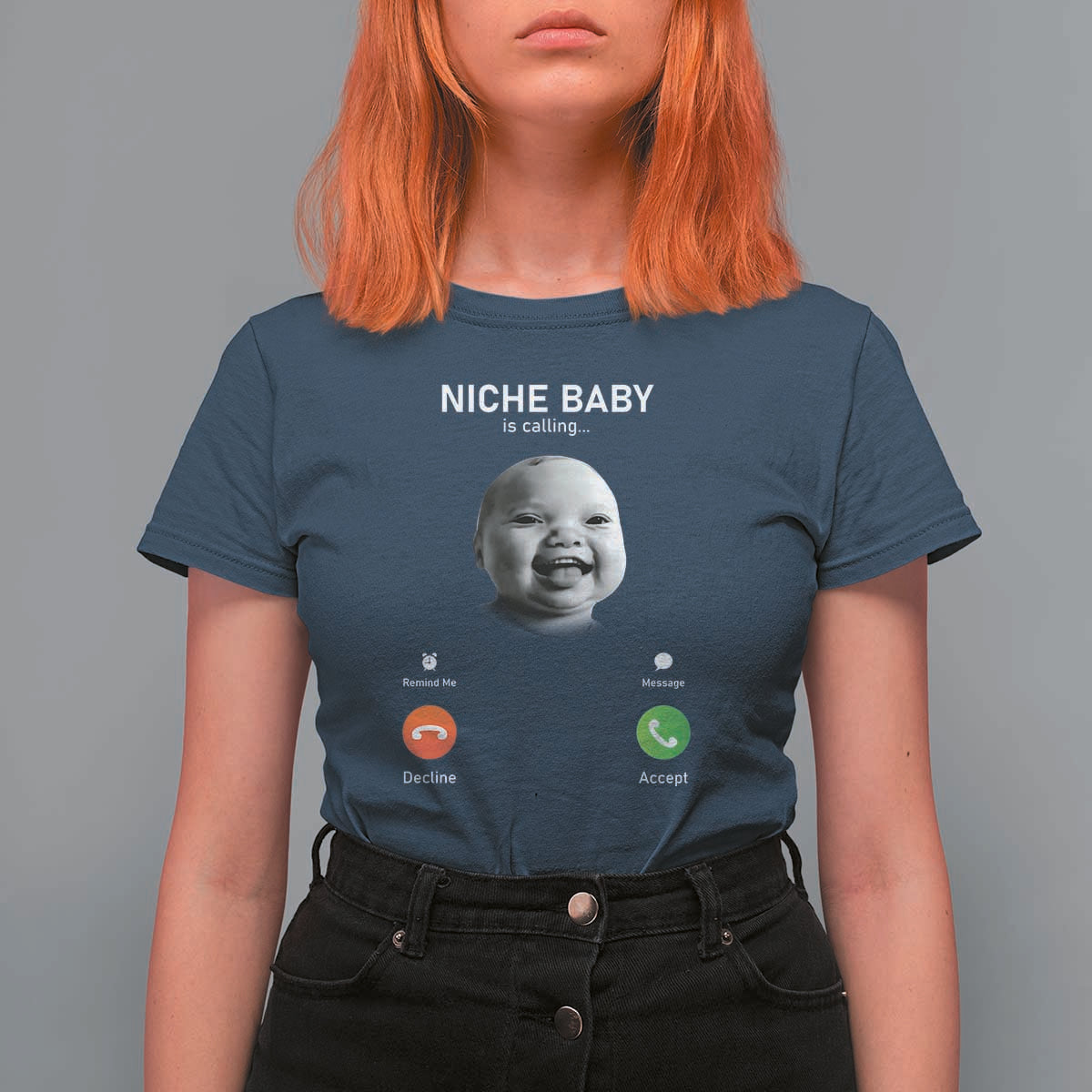 Funny Tuff Baby Meme T Shirt For Women Tell ‘Em Son AI Niche Baby Motion Holding Laugh - Wonder Print Shop
