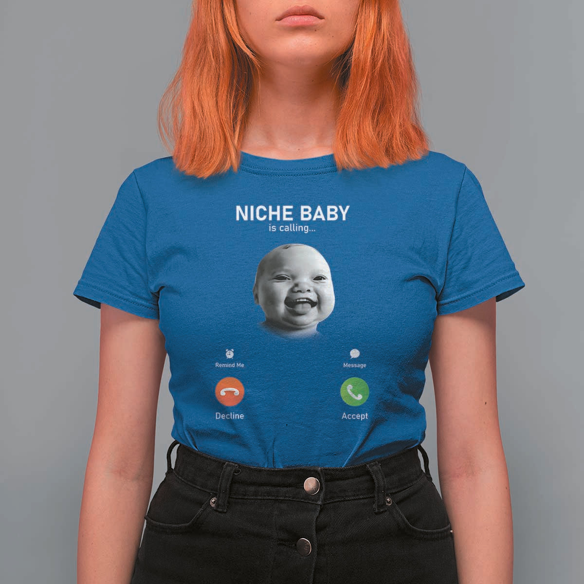 Funny Tuff Baby Meme T Shirt For Women Tell ‘Em Son AI Niche Baby Motion Holding Laugh - Wonder Print Shop