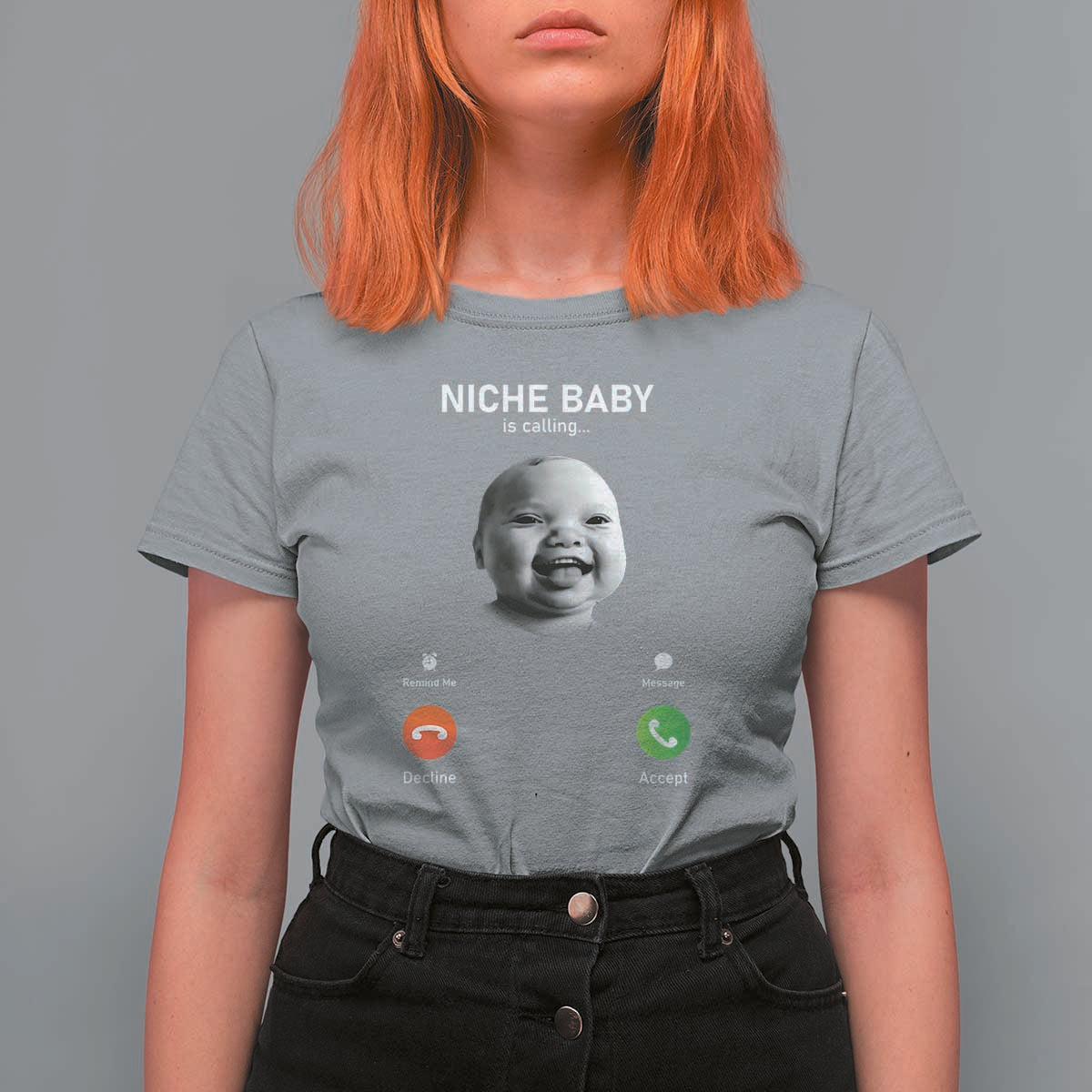 Funny Tuff Baby Meme T Shirt For Women Tell ‘Em Son AI Niche Baby Motion Holding Laugh - Wonder Print Shop