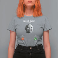 Funny Tuff Baby Meme T Shirt For Women Tell ‘Em Son AI Niche Baby Motion Holding Laugh - Wonder Print Shop