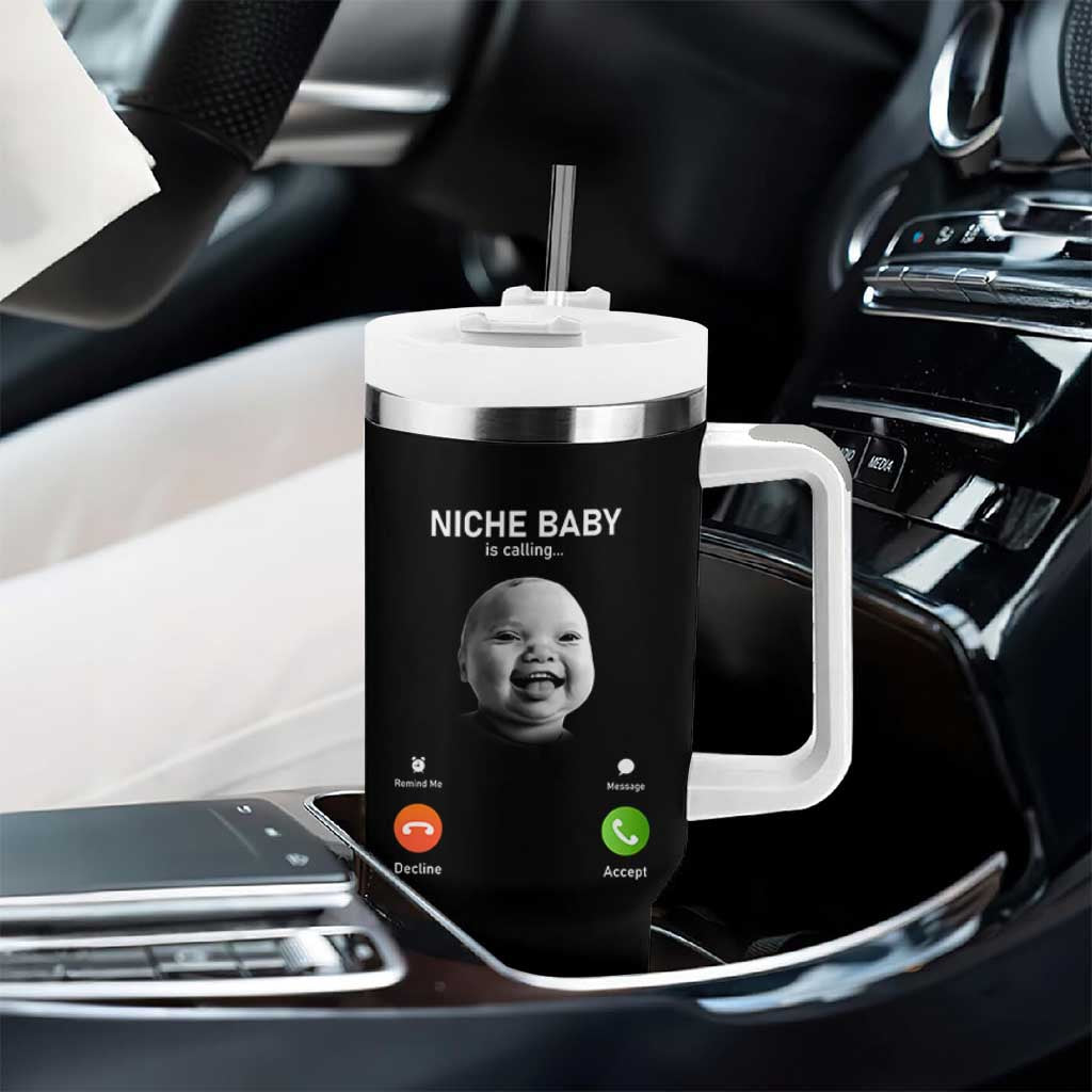Funny Tuff Baby Meme Tumbler With Handle Tell ‘Em Son AI Niche Baby Motion Holding Laugh - Wonder Print Shop