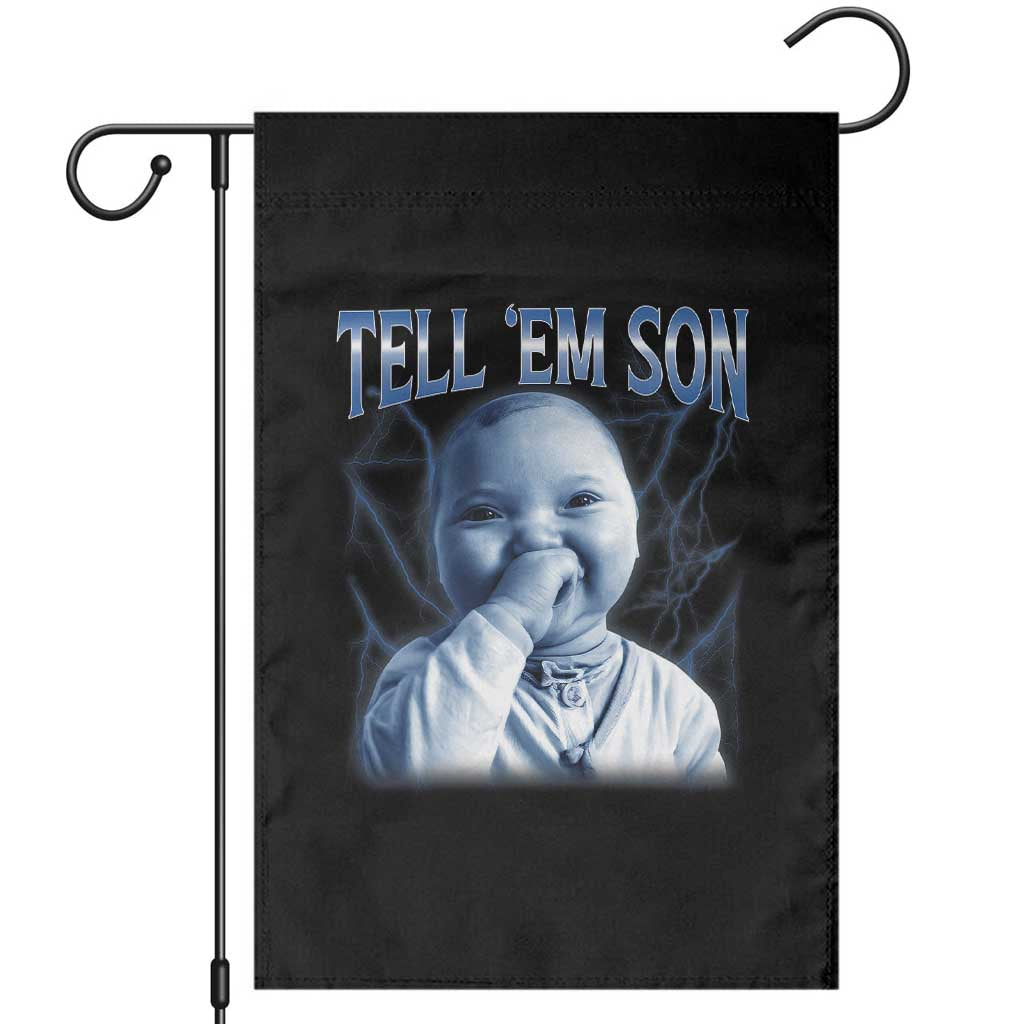Funny Giggling Niche Baby Is Calling Garden Flag Tuff Baby AI Laughing Gen Alpha Meme - Wonder Print Shop