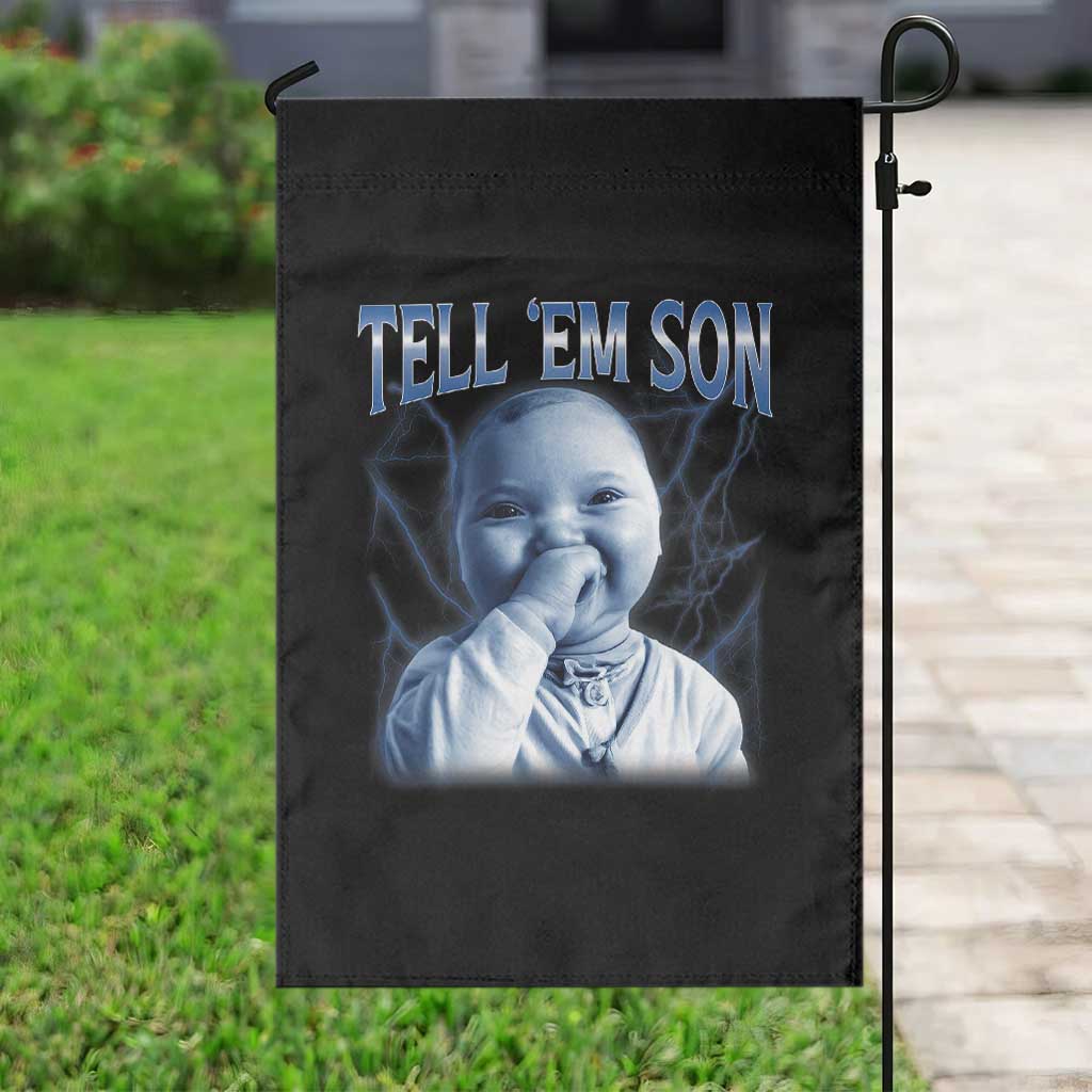 Funny Giggling Niche Baby Is Calling Garden Flag Tuff Baby AI Laughing Gen Alpha Meme - Wonder Print Shop