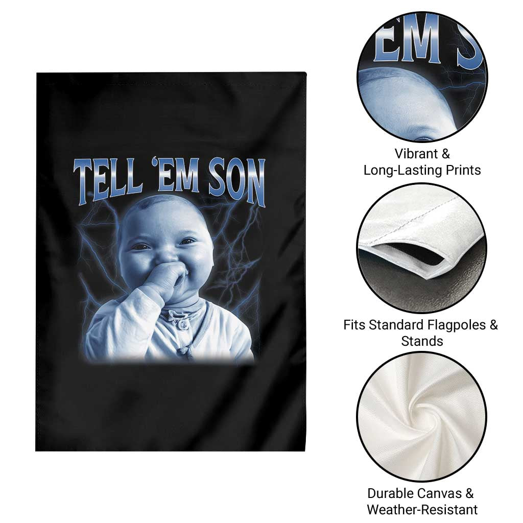 Funny Giggling Niche Baby Is Calling Garden Flag Tuff Baby AI Laughing Gen Alpha Meme - Wonder Print Shop