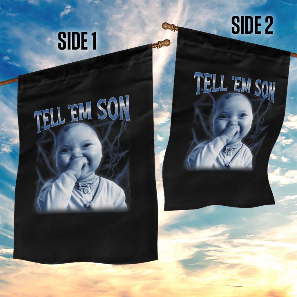 Funny Giggling Niche Baby Is Calling Garden Flag Tuff Baby AI Laughing Gen Alpha Meme - Wonder Print Shop