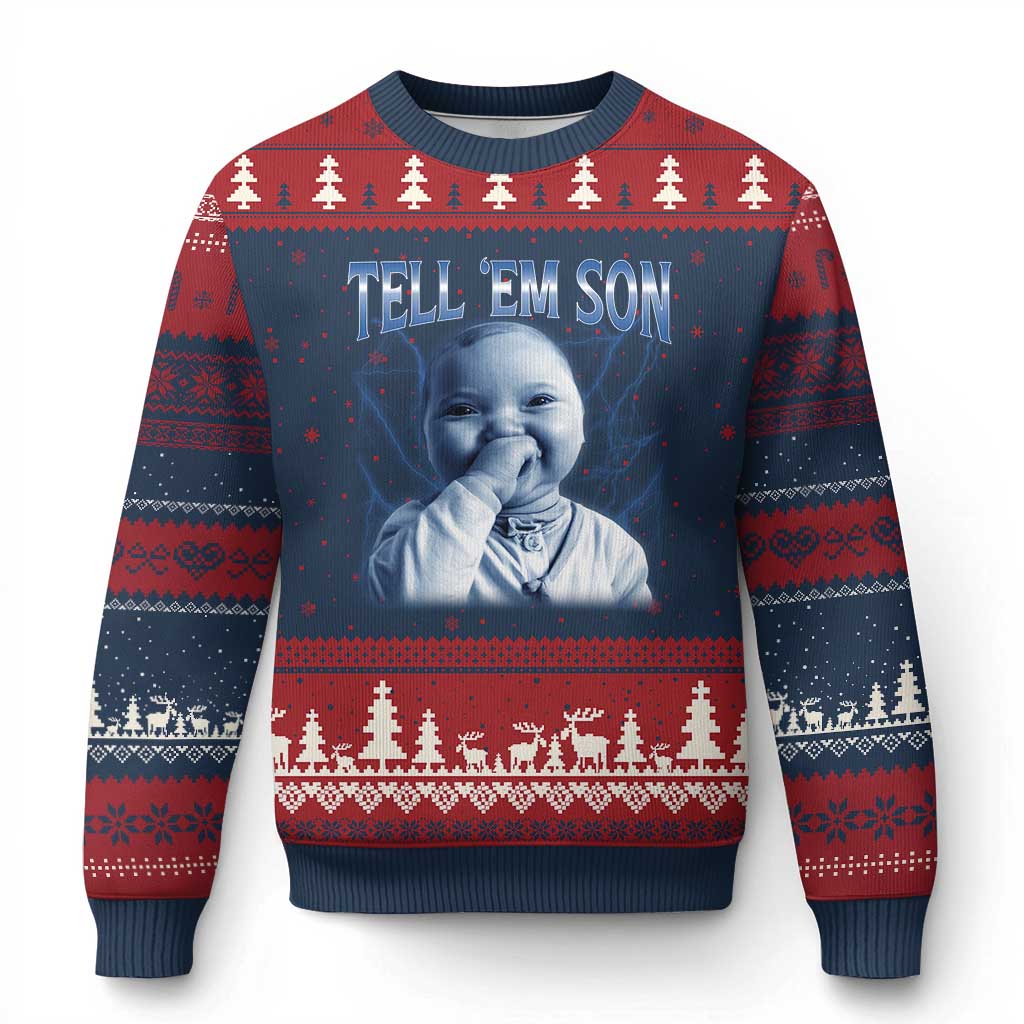 Funny Giggling Niche Baby Is Calling Ugly Christmas Sweater Tuff Baby AI Laughing Gen Alpha Meme - Wonder Print Shop