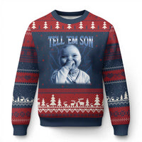 Funny Giggling Niche Baby Is Calling Ugly Christmas Sweater Tuff Baby AI Laughing Gen Alpha Meme - Wonder Print Shop
