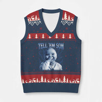 Funny Giggling Niche Baby Is Calling V-Neck Knit Sweater Vest Tuff Baby AI Laughing Gen Alpha Meme - Wonder Print Shop