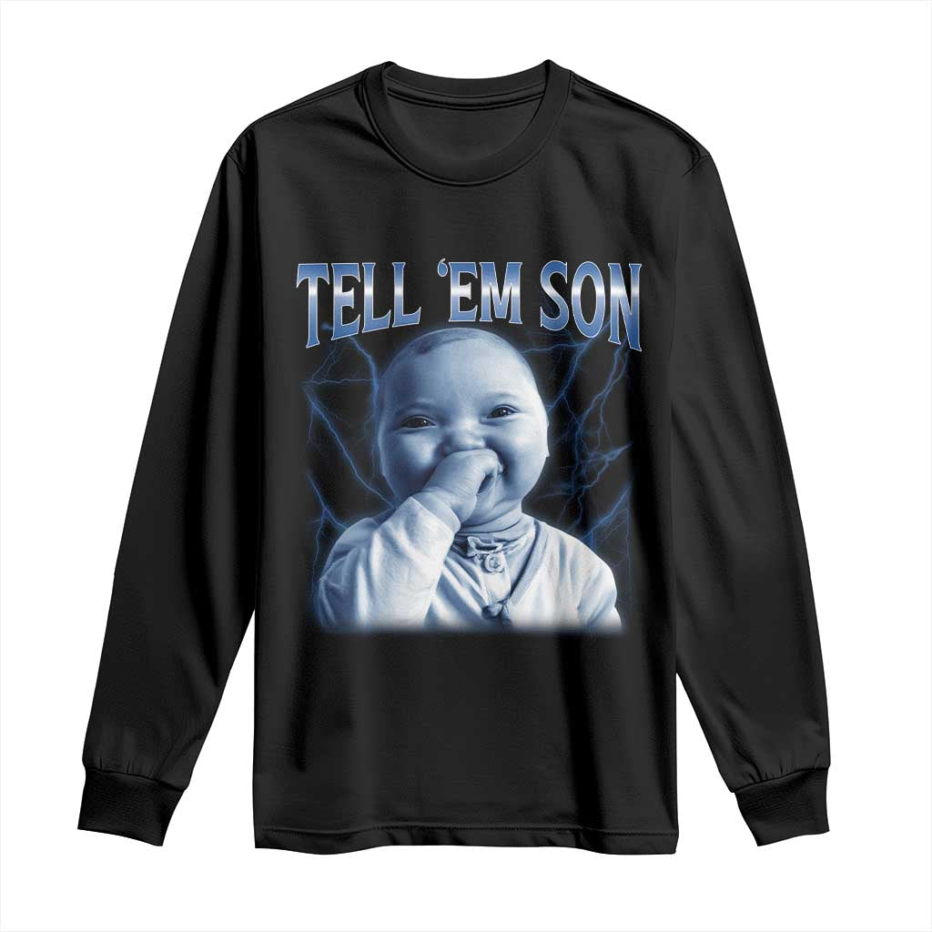 Funny Giggling Niche Baby Is Calling Long Sleeve Shirt Tuff Baby AI Laughing Gen Alpha Meme - Wonder Print Shop