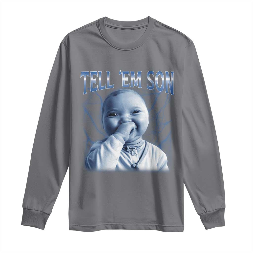 Funny Giggling Niche Baby Is Calling Long Sleeve Shirt Tuff Baby AI Laughing Gen Alpha Meme - Wonder Print Shop
