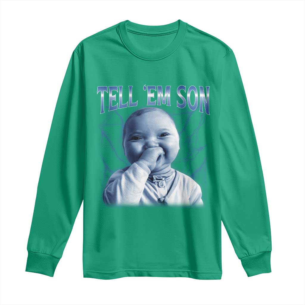 Funny Giggling Niche Baby Is Calling Long Sleeve Shirt Tuff Baby AI Laughing Gen Alpha Meme - Wonder Print Shop