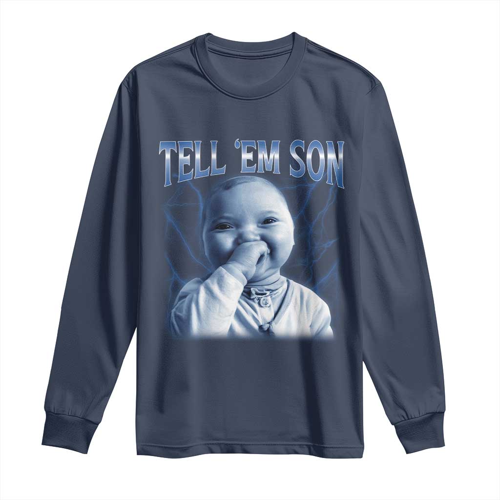 Funny Giggling Niche Baby Is Calling Long Sleeve Shirt Tuff Baby AI Laughing Gen Alpha Meme - Wonder Print Shop