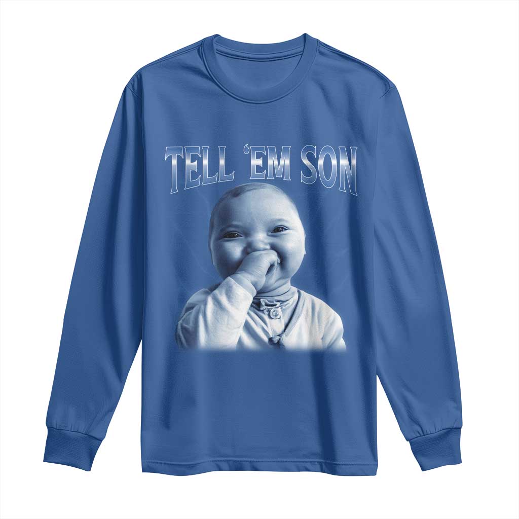 Funny Giggling Niche Baby Is Calling Long Sleeve Shirt Tuff Baby AI Laughing Gen Alpha Meme - Wonder Print Shop