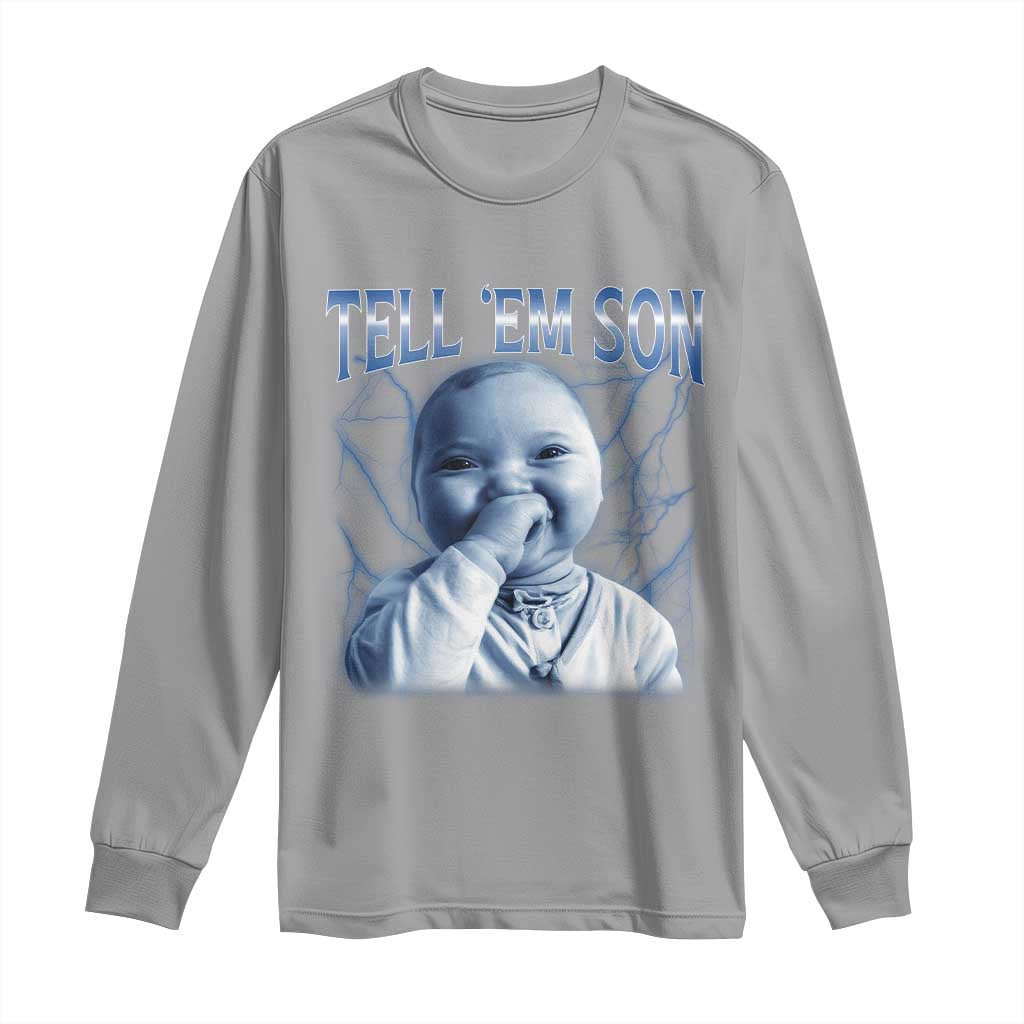 Funny Giggling Niche Baby Is Calling Long Sleeve Shirt Tuff Baby AI Laughing Gen Alpha Meme - Wonder Print Shop