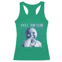 Funny Giggling Niche Baby Is Calling Racerback Tank Top Tuff Baby AI Laughing Gen Alpha Meme - Wonder Print Shop