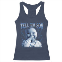 Funny Giggling Niche Baby Is Calling Racerback Tank Top Tuff Baby AI Laughing Gen Alpha Meme - Wonder Print Shop