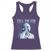 Funny Giggling Niche Baby Is Calling Racerback Tank Top Tuff Baby AI Laughing Gen Alpha Meme - Wonder Print Shop